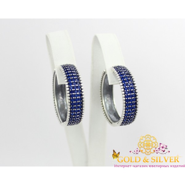Жіночі сережки срібні "Мадонна" сині 20161с , Gold & Silver Gold & Silver, Украина